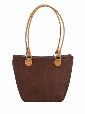 Etro Brown Paisley Tote Bag with Tan Handles-Preowned
